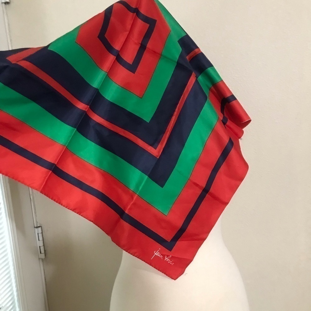 JeanVoris Square scarf 27x27 red green blue - Picture 3 of 3